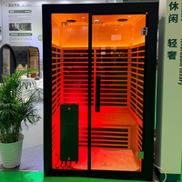 Nueva Sauna de Infrarrojos Lejanos y Cercanos para 2 Personas, Sauna Seca Interior con Luz Roja, Control Remoto por WiFi y Altavoces Bluetooth para Spa en Casa
