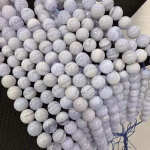 Meihan naturel brésil bleu dentelle calcédoine <span class=keywords><strong>agate</strong></span> lisse ronde perles en vrac pour la fabrication de bijoux Design bracelet à bricoler soi-même - Product Image 4
