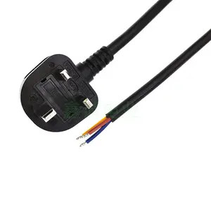 BS kabel daya standar tembaga murni 3*1.5 persegi standar Inggris tiga steker ujung kupas kabel daya timah colokan Inggris kawat AC kustom