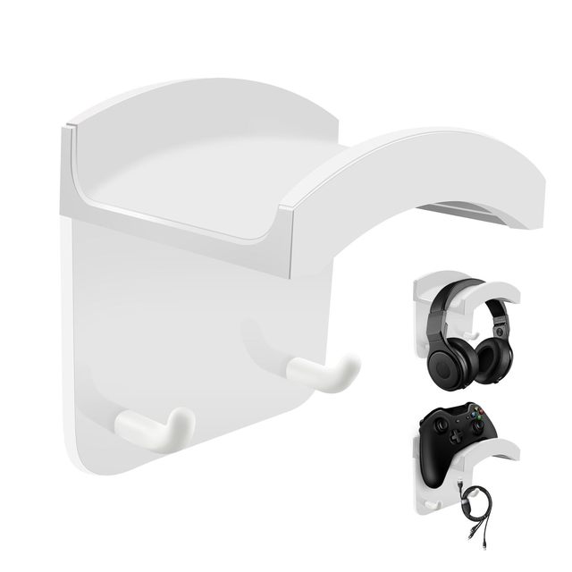 Universal Desk Wall Mount Adhesive Square ABS Material Lightweight Headphone Earphones Hook Hanger for All Headphone Controllers