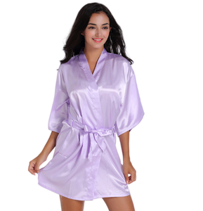 Nouvelles Robes de Chambre en Soie de Luxe 2026 pour Femmes, Pyjamas Sexy, Lingerie et Tenues de Bain, Longueur Genou, Spa, Solides, en Polyester, Vêtements d'Intérieur - Product Image 3