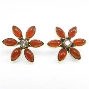 Boucles d'oreilles à tige en forme de fleur rouge onyx CZ faites à la main haute qualité plaqué or fleurs à la mode cadeau de conception de fête de mariage prix de gros - Product Image 4