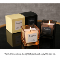 Bougie parfumée en cire de soja Premium TopOne, pot en verre carré, bougie parfumée pour la Saint-Valentin, la fête des mères, les cadeaux de Noël