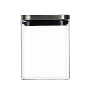 Contenedor de vidrio de borosilicato alto en especias de cocina de estilo rural grande, tarros de almacenamiento con tapas de acero inoxidable - Product Image 1
