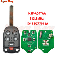 Clé de voiture télécommandée à 6 boutons, 313.8Mhz, ID46, pour Honda Odyssey EX 2011 2012 2013 2014, porte-clés, contrôle des clés automobiles