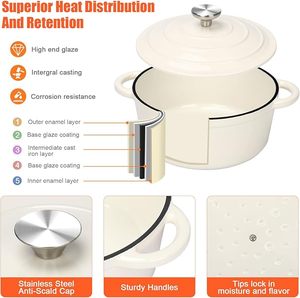Juegos de utensilios de cocina de color blanco crema de hierro fundido Antiadherente al mejor precio juegos de <span class=keywords><strong>ollas</strong></span> y sartenes de cocina de acero inoxidable al por mayor de fábrica - Product Image 4