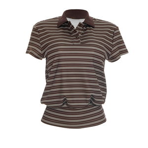 Viviblook C26TP094 T-shirt décontracté à rayures pour femme, col polo, nouvelle collection printemps-été - Product Image 4