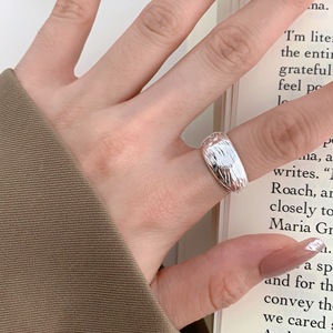 Geometric Smooth <b>Open</b> <b>Ring</b> S925 Sterling Silver Irregular Striped Women's Stackable Index Finger Fashion Jewelry Gift - Product Image 4