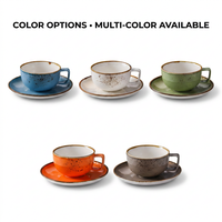 Ensemble tasse et soucoupe à café Kingze 250 ml, imprimé personnalisé, effet moucheté, marque privée, en porcelaine, pour restaurant et hôtel