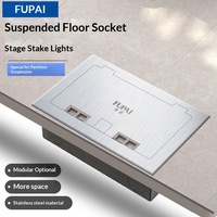 PUPAI FP-200 Prise de sol encastrée à entrée latérale en acier inoxydable anti-erreur de placement, cinq trous pour téléphones et ordinateurs, accès surélevé