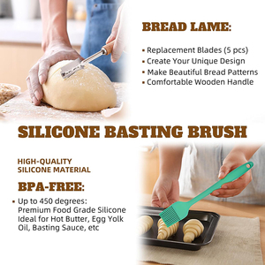 Ensemble de paniers de levage en silicone pour <span class=keywords><strong>pain</strong></span> au levain, résistants à la chaleur, paniers <span class=keywords><strong>Banneton</strong></span> ronds de 9 pouces et ovales de 10 pouces, antiadhésifs, pliables, cadeau - Product Image 5