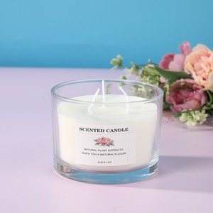LANJO Handmade Elegant Art <b>Candle</b> with 3 Wicks Glass Jar Soy Wax Floral Scented Long-Lasting Burn Time for Home Decoration - Product Image 2
