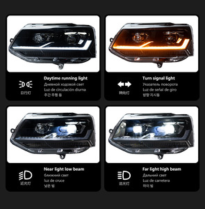 Conjunto de Faros LED para VW Multivan <span class=keywords><strong>Caravelle</strong></span> T5 2014 2015 2016 <span class=keywords><strong>2017</strong></span> 2018 2019, Luces de Circulación Diurna, Señal de Giro Secuencial, Lente de Proyector - Product Image 3