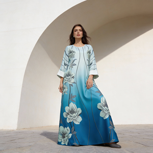 Luxury Custom Printed Polyester Abaya Dress for Muslim Women Evening <b>Party</b> Occasion Wholesale - Product Image 3
