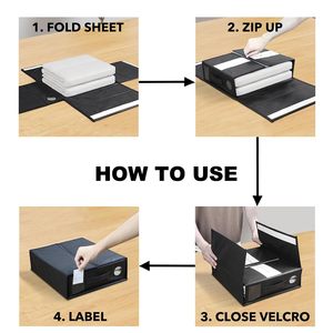 Set di lenzuola Oxford Organizer colore <span class=keywords><strong>nero</strong></span> 6 confezioni copripiumini e coperta Design pieghevole per lo spazio guardaroba - Product Image 2