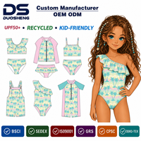 Maillot de bain une pièce à volants et épaule dénudée pour filles, imprimé personnalisé, couleurs pastel, pour adolescentes, vacances à la plage, fournisseur de maillots de bain pour enfants