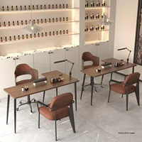 Ensemble table et chaises d'angle en bois de style européen moderne pour salon de beauté, manucure, studio commercial, mobilier de salon simple/double