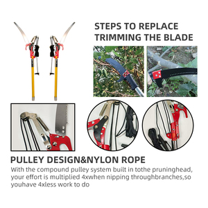 Sợi thủy tinh cực Vườn Dài cao chi nhánh công cụ Sharp 27ft 8.24m làm vườn cây cắt tỉa Saw shear Set - Product Image 3