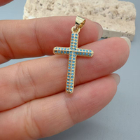 Pendentifs Croix Turquoise pour Femmes, Breloques Clé Croix pour Fabrication de Bijoux, Accessoires pour Colliers et Bracelets Femme