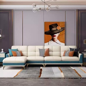 Divano in Pelle di Lusso Americano per Piccoli Appartamenti, Combinazione Semplice ed Elegante Personalizzabile per Soggiorno - Product Image 6