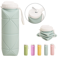 Gobelet de voyage télescopique pliable en silicone de qualité alimentaire 600 ml, réutilisable, anti-fuite, pour sports de plein air