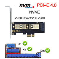 Kartu Adaptor M.2 NVME SSD ke PCIe 4.0 64Gbps M-Key PCIe4.0 X1 X4 untuk PC Desktop Kecepatan Penuh PCI-E GEN4 Produk Kipas Komputer Stok Tersedia