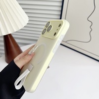 Coque de téléphone ultra-fine en TPU+PC couleur bonbon avec anneau magnétique, cordon de maintien et texture mate pour charge sans fil, compatible 17 Pro Max