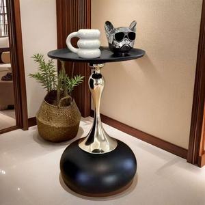 Mesa Auxiliar de Metal de Lujo Ligero para Sala de Estar, Estilo Italiano, de Alta Gama, Simple, Pequeña, para Café, Mesa de Noche, Móvil - Product Image 5