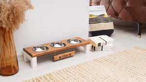 Estación de alimentación de perro elevada de madera flotante personalizada OEM ODM cuencos de plástico duraderos muebles colgantes mascota ecológica plegable - Product Image 6