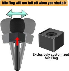 2 trong 1 mic cờ Logo hộp microphone cầm tay Adapter chủ mic tay dính cho cưỡi DJI phỏng vấn đi mic bọt kính chắn gió - Product Image 3