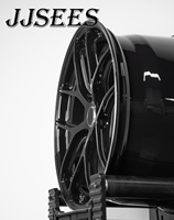 JJSEES Jantes en alliage forgé sur mesure 18-26 pouces Noir brillant à rayons fendus concaves profonds pour BMW Audi Mercedes Porsche Lexus Tesla