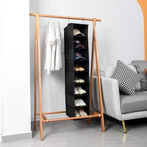 Organisateur de chaussures suspendu avec poches en filet, porte-chapeaux pour casquettes de baseball, rangement de chaussures derrière la porte, sur le mur, type crochet 33x15x85cm - Product Image 4