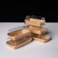 Boîte à sushi à emporter en carton kraft avec logo imprimé, couvercle transparent en PET, boîte à sushi jetable pour fêtes, traiteur, vente en gros, en stock