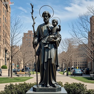 Grande fuso in bronzo turista patrono San Cristoforo statua che tiene il ramo e abbraccia gesù a grandezza naturale <span class=keywords><strong>St</strong></span> <span class=keywords><strong>Christopher</strong></span> statua in ottone - Product Image 3