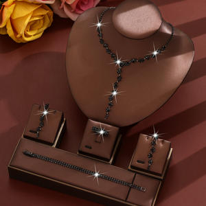 أطقم مجوهرات عصرية فاخرة مخصصة بشرّابات رائعة مطلية بالفضة من سبيكة النحاس، مجموعة قلائد بسلسلة بتصميم مخلبي لحفلات الزفاف للنساء - Product Image 6