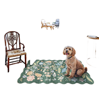 3x6 Non Slip Washable Faux Cashmere Kitchen Runner Rug Floral Scalloped Carpet Hallway Entryway Bedroom Rubber Backing Farmhouse