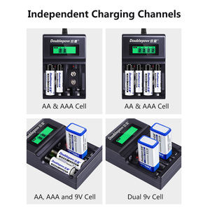 Doublepow UK95 אוניברסלי חכם USB במהירות גבוהה טעינת 1.2v 9v נטענת סוללה מטען לnimh NiCD ליתיום AA <span class=keywords><strong>AAA</strong></span> 9v נייד - Product Image 6