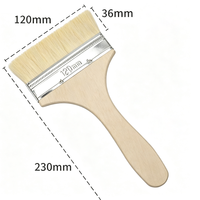 Pinceau de nettoyage à manche en bois massif du fabricant, brosse à peinture DIY de 3 pouces à poils de laine, OEM