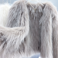 Veste en fourrure de raton laveur tissée pour femme, automne-hiver, tricotée à la main, en fourrure véritable, peluche