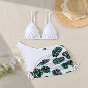 Ingrosso 2025 per bambini costumi da bagno Custom Logo costumi da bagno pianta stampa 3 pezzi Beachwear vita alta per adolescenti ragazze <span class=keywords><strong>Bikini</strong></span> per bambini - Product Image 5