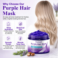 Masque capillaire violet TIVLON pour cheveux blonds avec huile d'argan et kératine, traitement revitalisant anti-jaunissement, sans sulfate