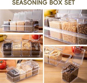 Kitchen Spice Storage Box Stackable Clear Acrylic Square <b>Canister</b> Containers <b>Set</b> with Lid Food Grade Injection Molded - Product Image 4