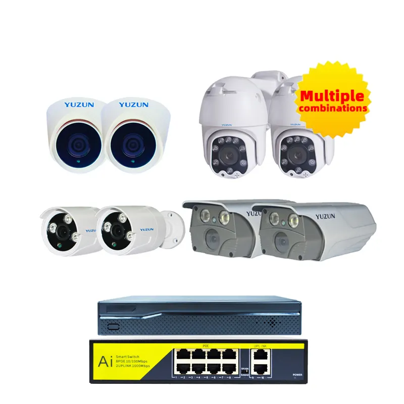 Sistema de câmeras de segurança 4MP Night Vision AI Video Surveillance Camera Sistema de câmera POE 8 canais