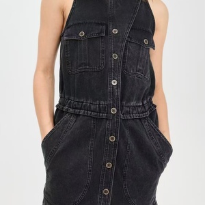 เดรสยีนส์ผู้หญิงสไตล์ใหม่ OEM แฟชั่นลำลอง ผ้าฝ้าย 100% กระดุม สายคาด คอปก ชุดมินิเดรส - Product Image 4