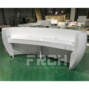 Modern Oval Shaped Salon <span class=keywords><strong>Desk</strong></span> Rodada Recepção Recepção Custom Made Recepção com Luz LED - Product Image 5