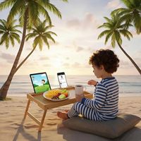 Table de lit pliante en bambou avec poignées et fente pour appareils électroniques, idéale pour les repas sur canapé, les plateaux de collation et les ordinateurs portables
