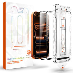 Kit de protection d'écran en verre trempé personnalisé OG 9H anti-espion avec <span class=keywords><strong>colle</strong></span> intégrale pour iPhone 17 Pro Max, avec cadre d'alignement anti-poussière - Product Image 1