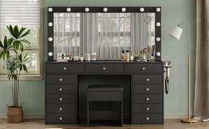 Vanity Desk Glass <strong>Dressing</strong> <strong>Table</strong> Lighted Minimalist Bucket Cabinet Simple Bedside <strong>Storage</strong> <strong>for</strong> Bedroom Luxury Living Room - Product Image 5