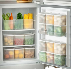 Homazee 6 Contenedores Apilables de Plástico, Organizador Multiusos para Cocina, Refrigerador, Verduras, Frutas, Ahorro de Espacio - Product Image 1