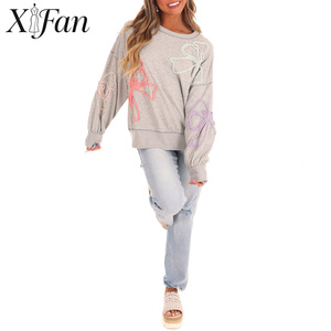 Suéter de Punto Bordado para Mujer, 100% Algodón, de Alta Calidad, Personalizado de Fábrica, Estilo Casual, Talla Grande, para Invierno - Product Image 3